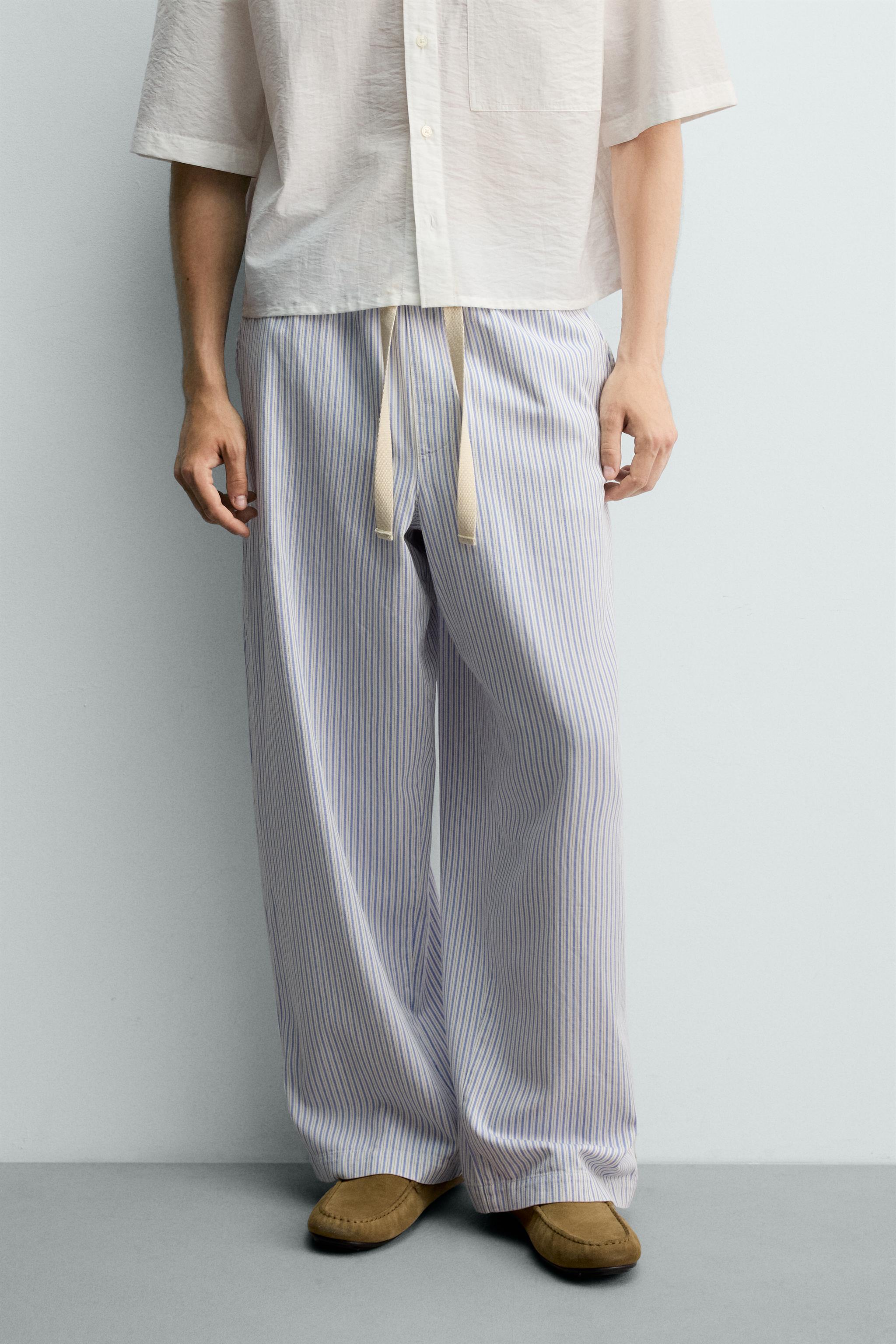 STRIPED WIDE FIT PANTS